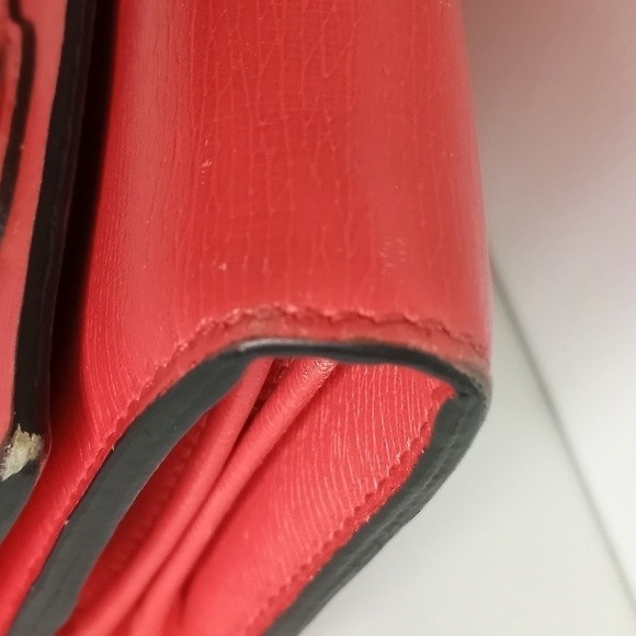 Gucci Red/Orange Leather Horse bit long wallet Authentic w/Chain & insert - Picture 15 of 15